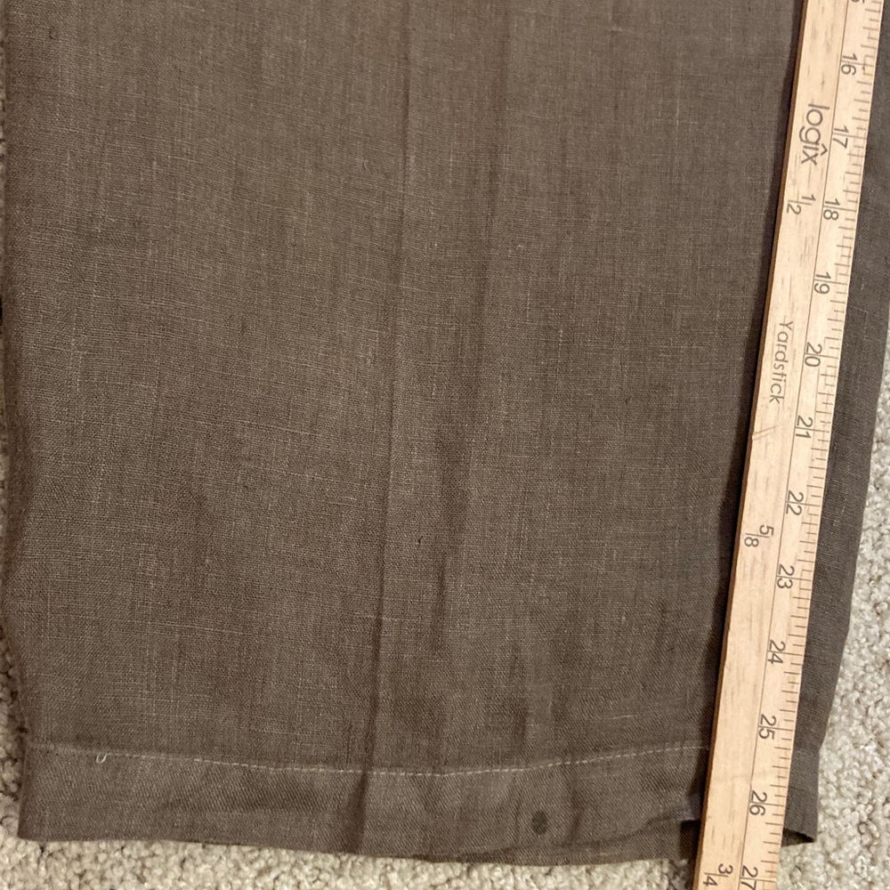 100% Linen Hot Cotton Relaxed Drawstring Elastic Wide-Leg Pants Brown XL - Picture 7 of 10
